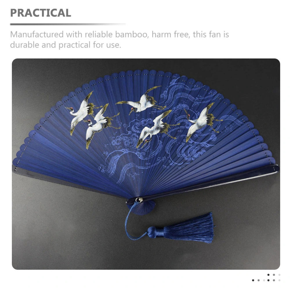 Crane Printing Folding Fan Chinese Style Folding Fan Dancing Fan Decorative Foldable Fan