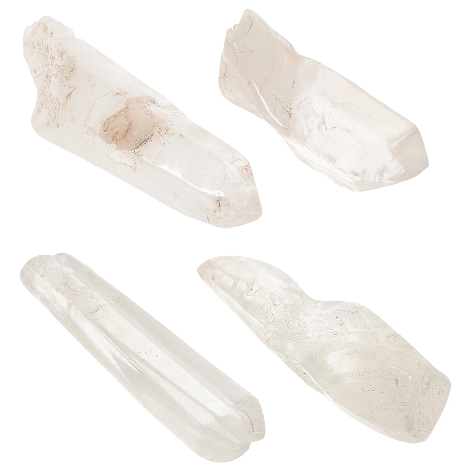 4pcs Natural Crystal Column Clear Crystal Wand Crystal Stone Meditation Stone