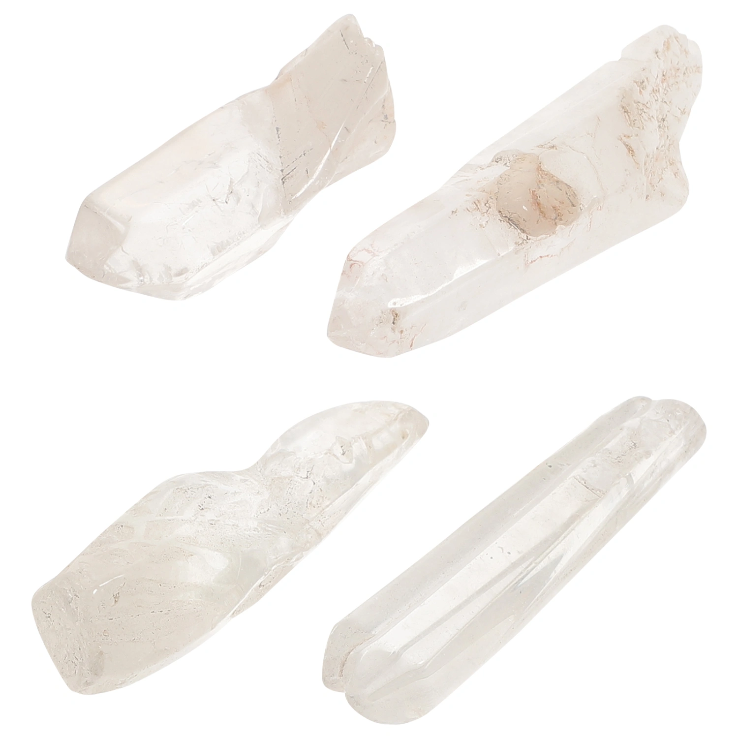 4pcs Natural Crystal Column Clear Crystal Wand Crystal Stone Meditation Stone