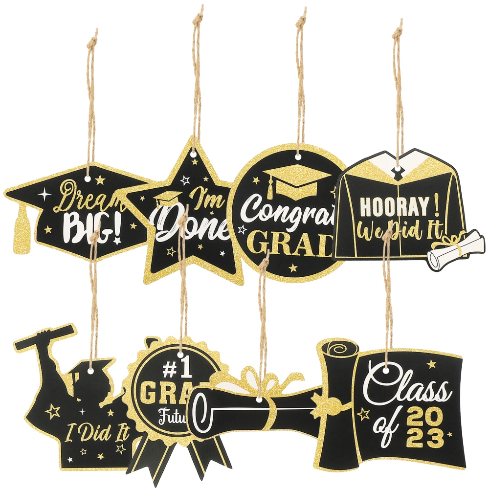 24pcs Creative Grad Party Pendant Paper Made Graduation Party Hanging Ornament Classroom Layout Prop