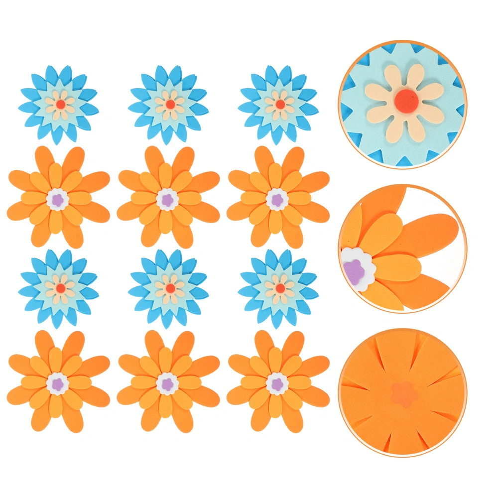 14Pcs 3D Flowers Wall Art Non-Adhesive Flower Shape Decal Sticker for Schools Home