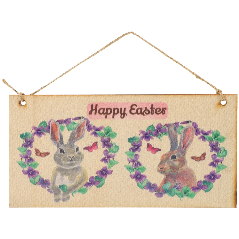 Easter Bunny Wood Hanging Sign Plaque Easter Wall Art Hanging Decor for Front Door