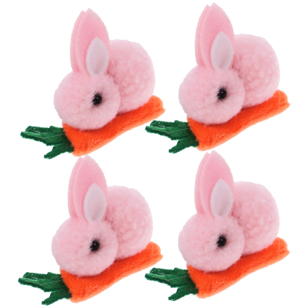 4pcs Adorable Rabbit Pattern Hairpin Decorative Bunny Headwear Plush Easter Rabbit Hairpin Decor