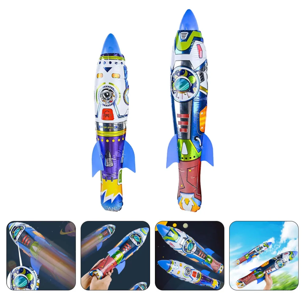 2Pcs Inflatable Rocket Toys Outdoor Flying Rocket Toys Throwing Rocket Toys Outdoor Sports Toys