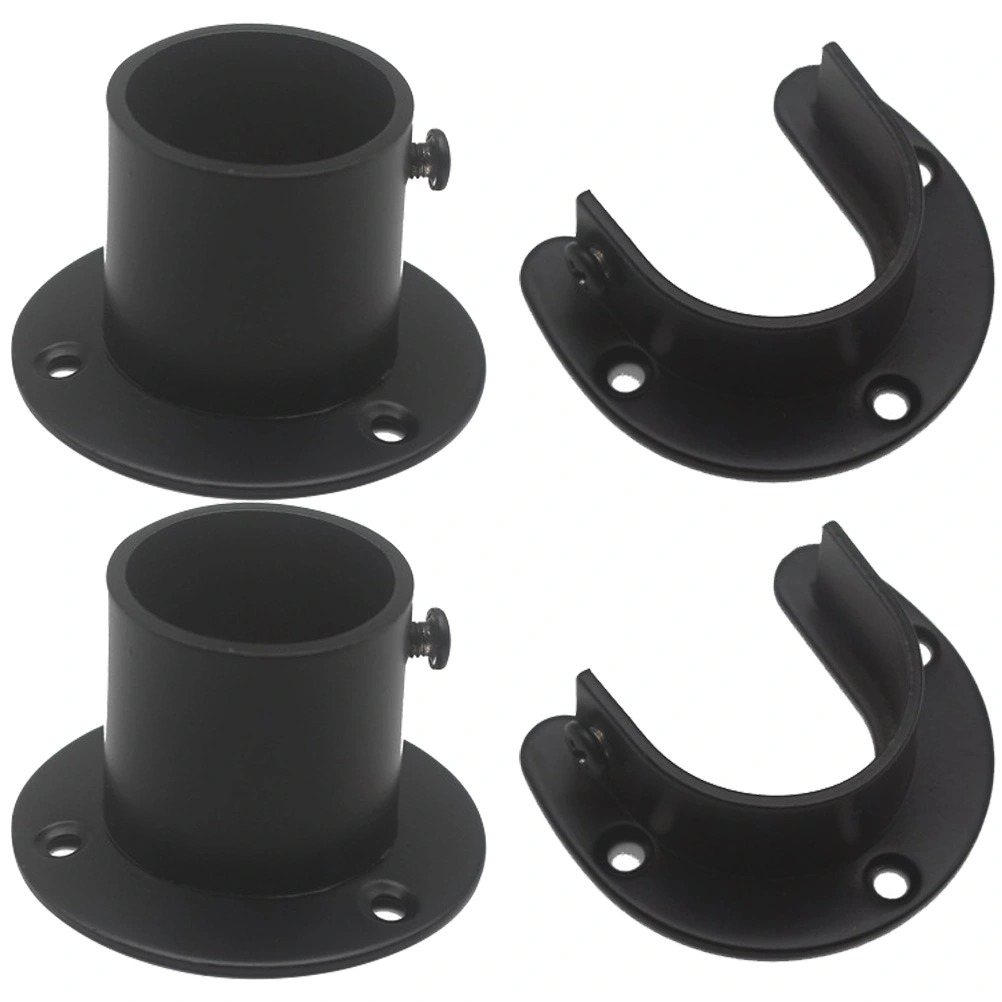 4pcs Shower Curtain Rod Holders Closet Rod Flanges Rod Support Brackets for Wall