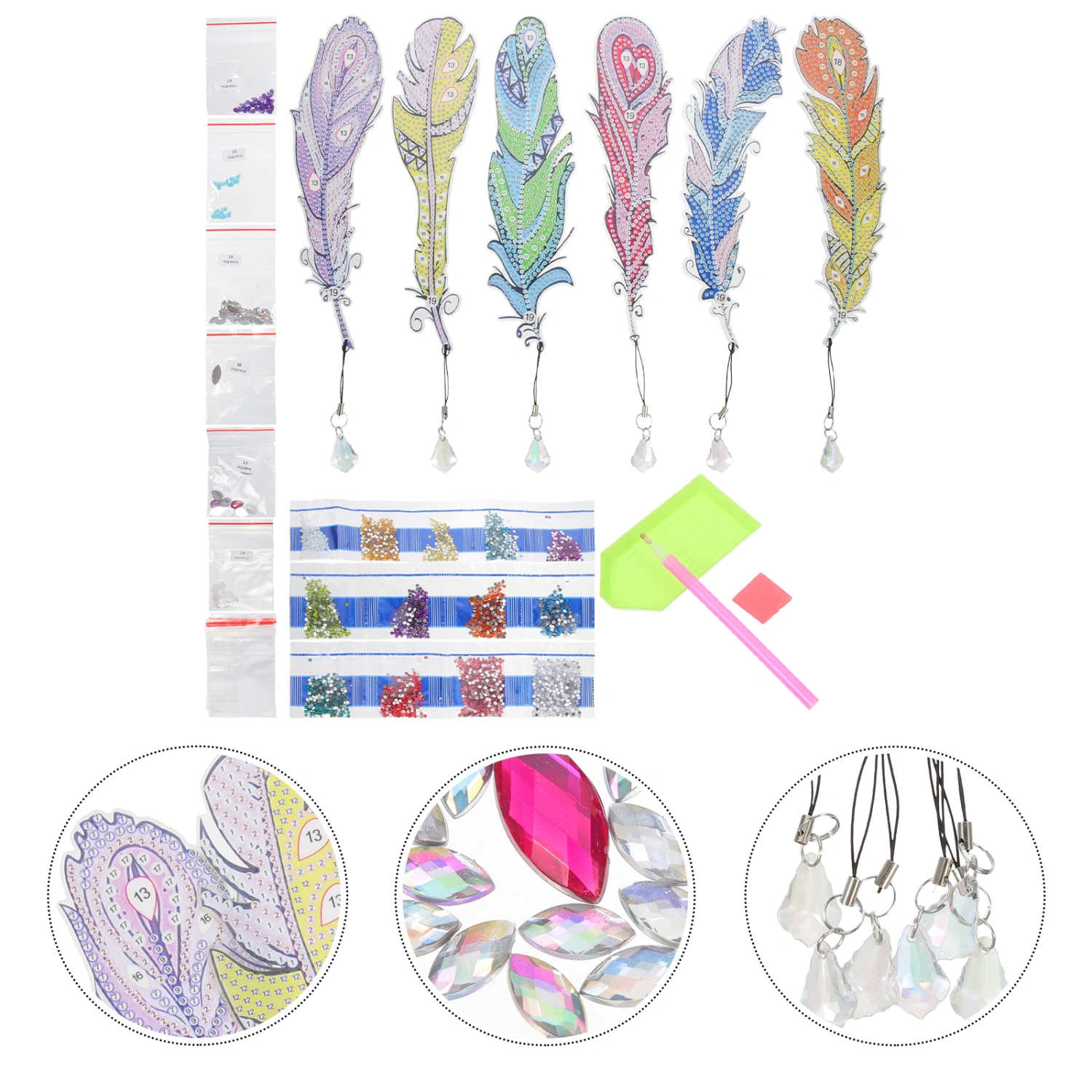1 Set of DIY Bookmarks Delicate Plume Shaped Guided Reading Marks Tracking Book Markers