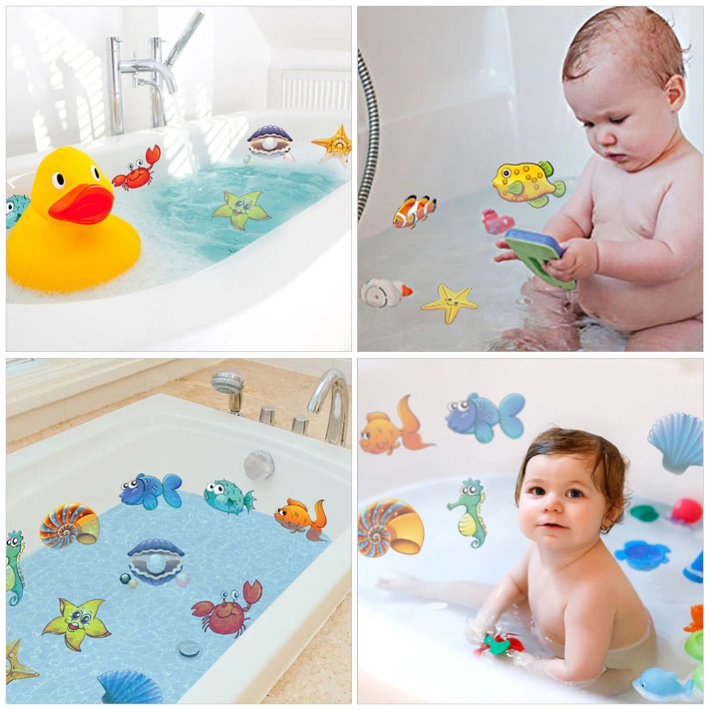 1 Set Non-slip Bathtub Stickers Cartoon Sea Animal Bathtub Stickers for Home