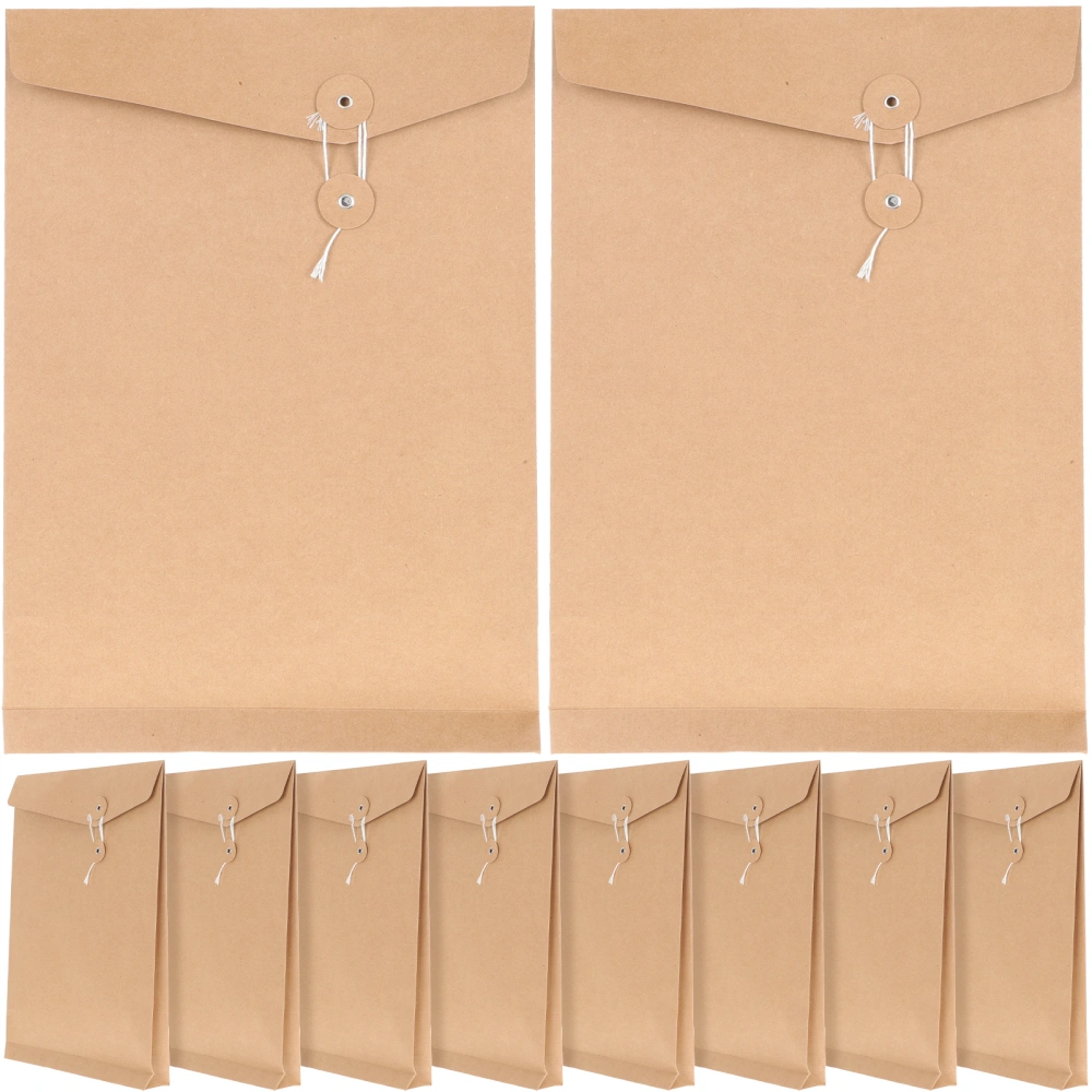 10pcs Kraft Paper Envelope String Tie Closure Envelope Document File Organizer