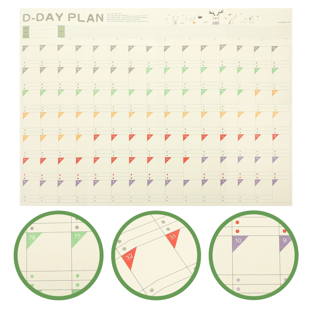 10 Sheets Paper Planner Sheets Daily Plan Charts To Do List Chart 100 Day Count Down Sheet