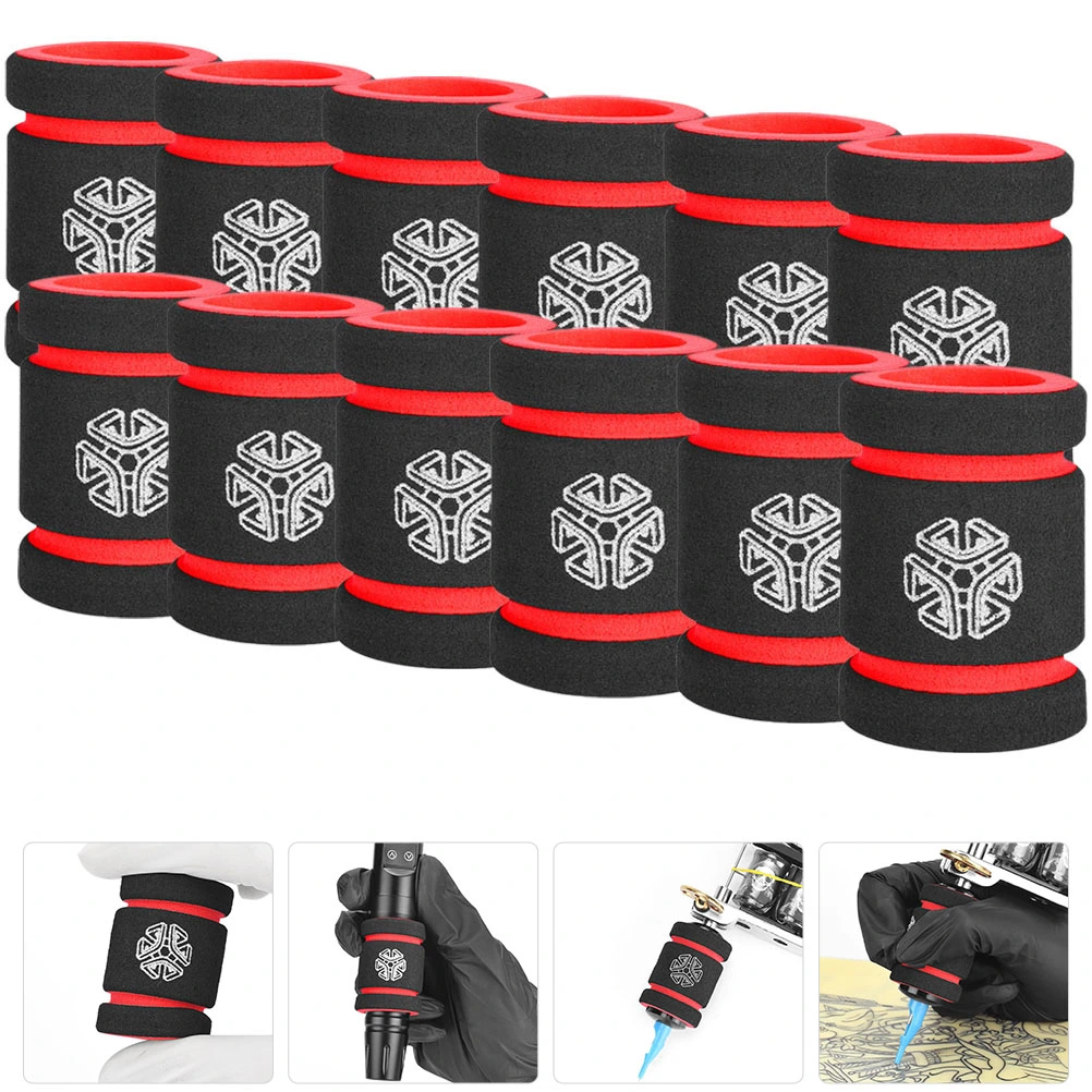 12Pcs Portable Tattoos Grip Covers Tattoos Machine Grip Covers Compact Sponge Grip Covers