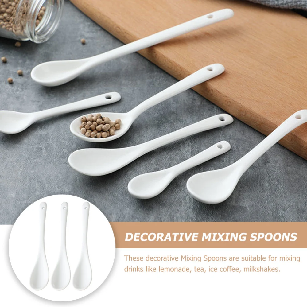 6Pcs Juice Mixing Spoons Beverage Drinking Stirring Spoons Soup Mixing Spoons