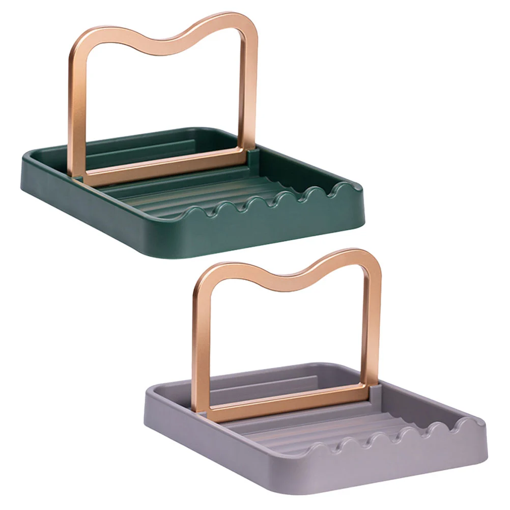 2Pcs Kitchen Spoon Rest Pot Lid Holder Countertop Tableware Holder Foldable Lid Spoon Holder