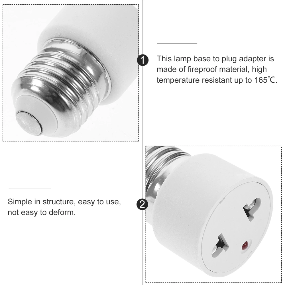 2pcs Light Socket to Plug Adapter E27 Socket to 2-prong Light Socket Outlet