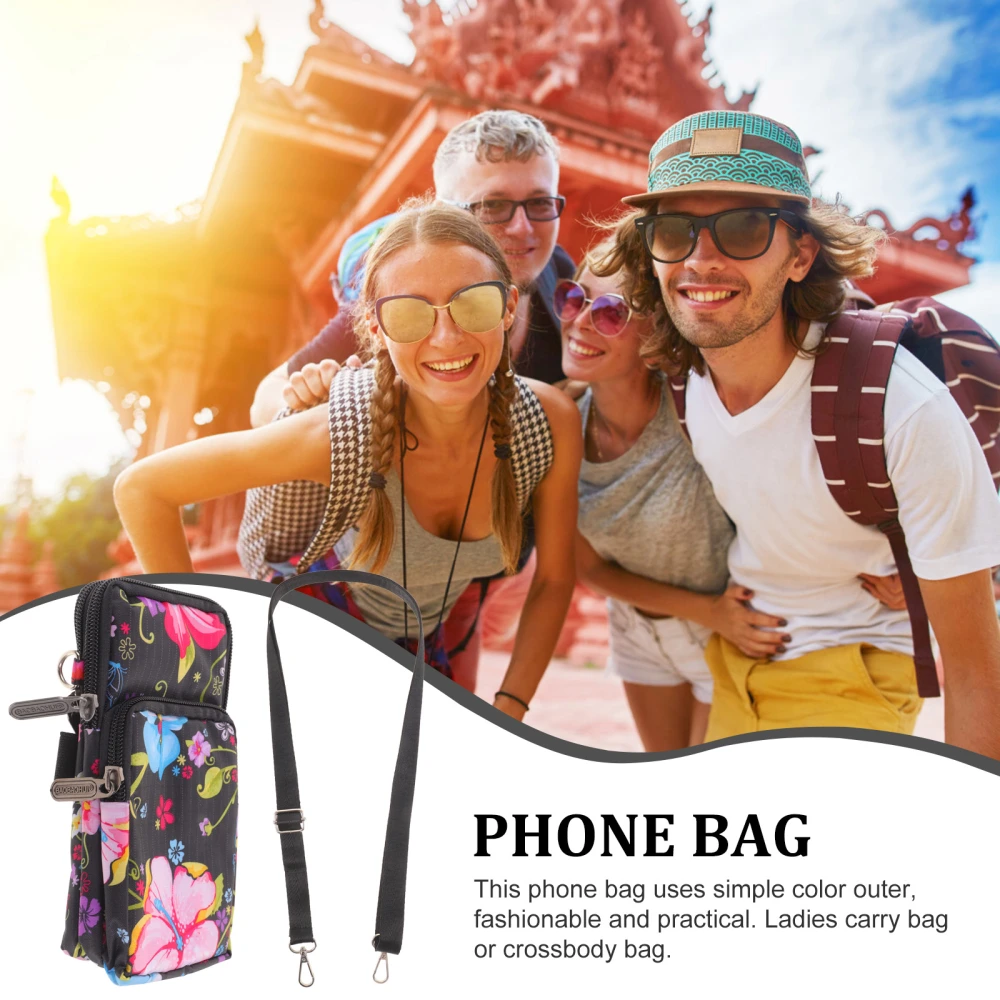 Mobile Phone Bag Small One Shoulder Crossbody Bag Flower Printing Phone Bag