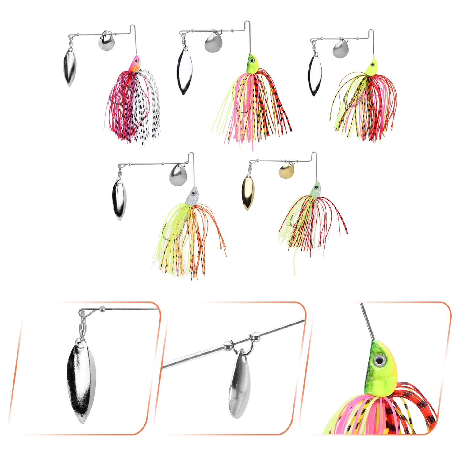 5Pcs Fake Fishing Lures Colored Fishing Baits Metal Fishing Lures Saltwater Fishing Lures