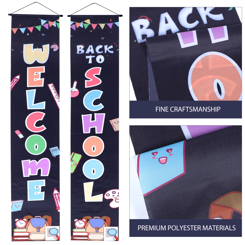 1 Pair Back to School Banner Welcome Banner School Hanging Banners Flags Sign Backdrop Decor