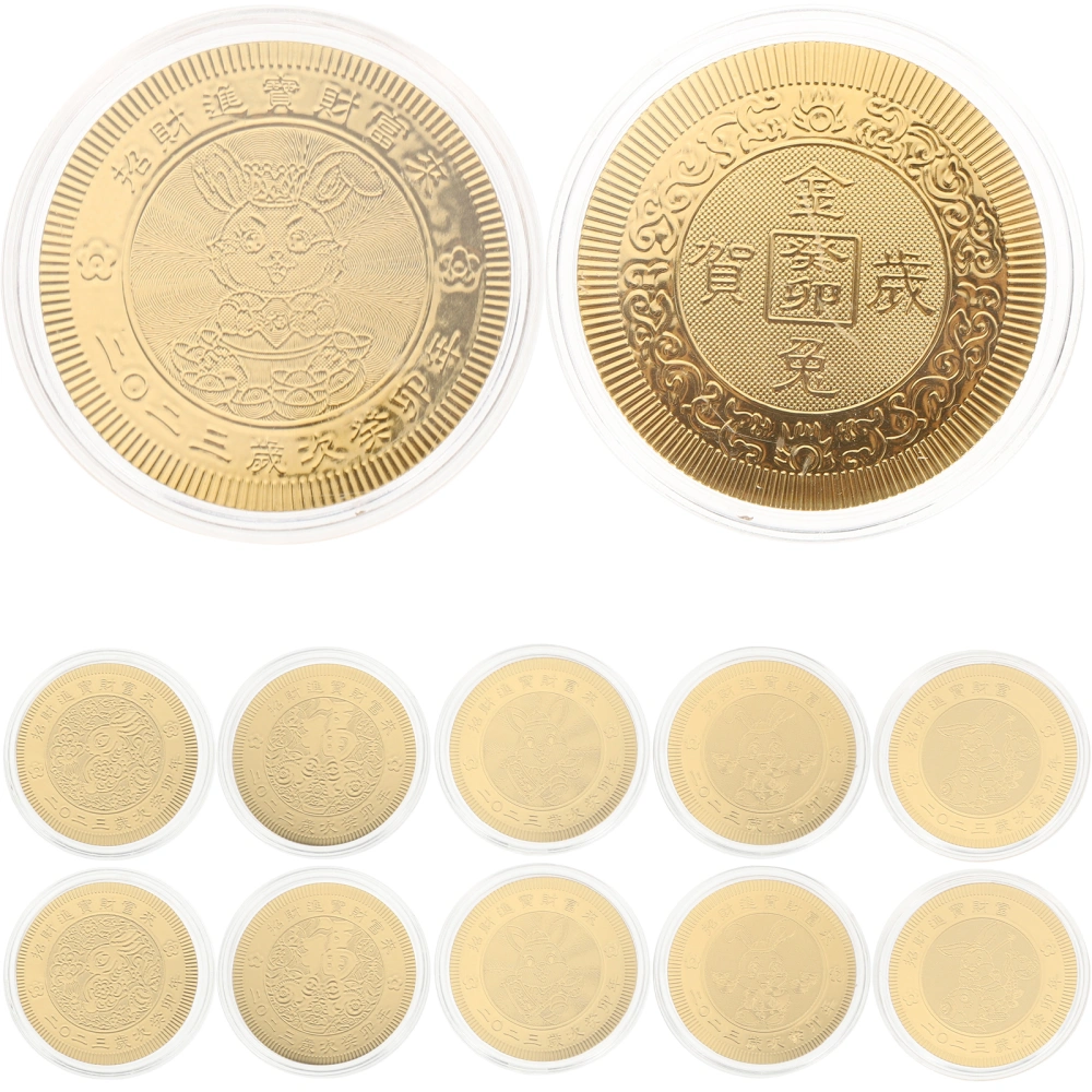 12pcs New-year Rabbit Year Gold Coins Fortune Coins Commemorative Coins