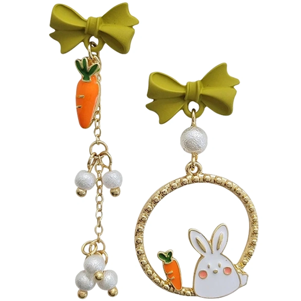 1 Pair Bunny Drop Earrings Carrot Pendant Earrings Imitation Pearl Dangle Earrings