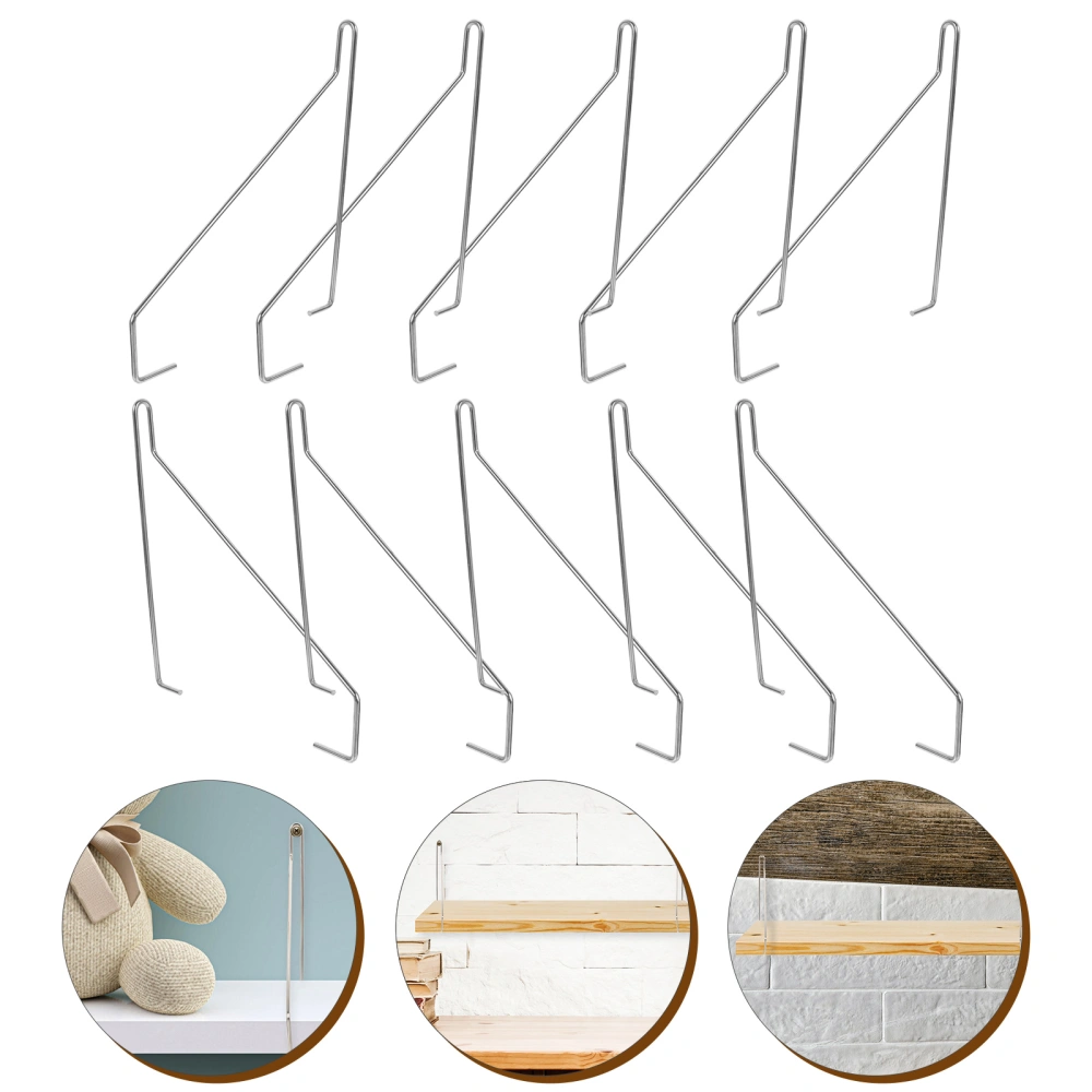 10pcs Floating Shelves Brackets Punch Free Hangers Wood Shelves Support Hooks