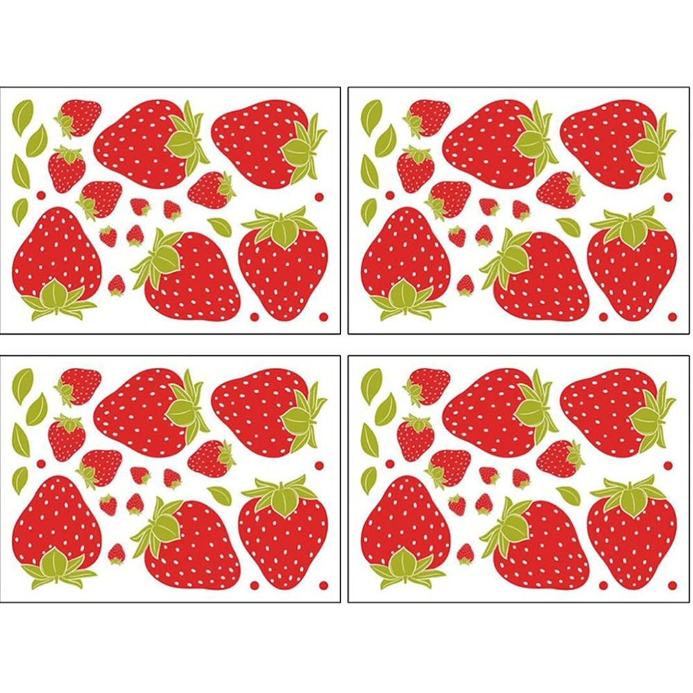 4 Sheets Removable Strawberry Wall Decal DIY Wall Decal Peel and Stick Sticker