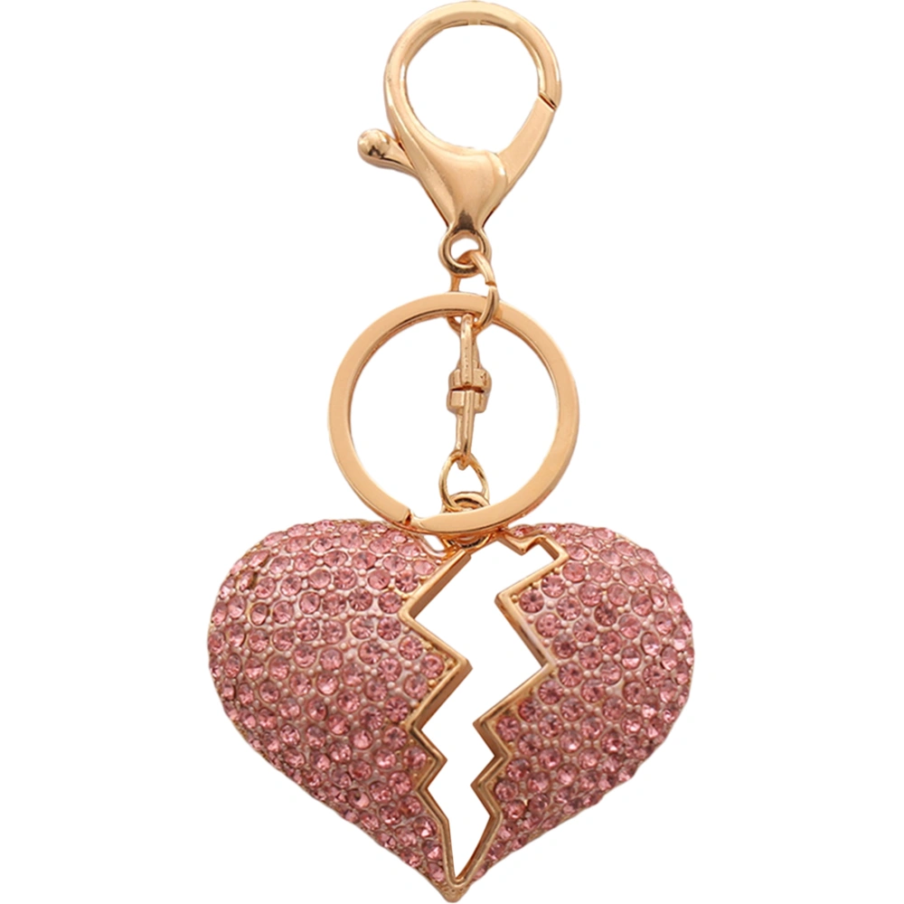 Heart Shaped Key Chain Metal Rhinestone Keychain Backpack Charm Keyring Bag Charm