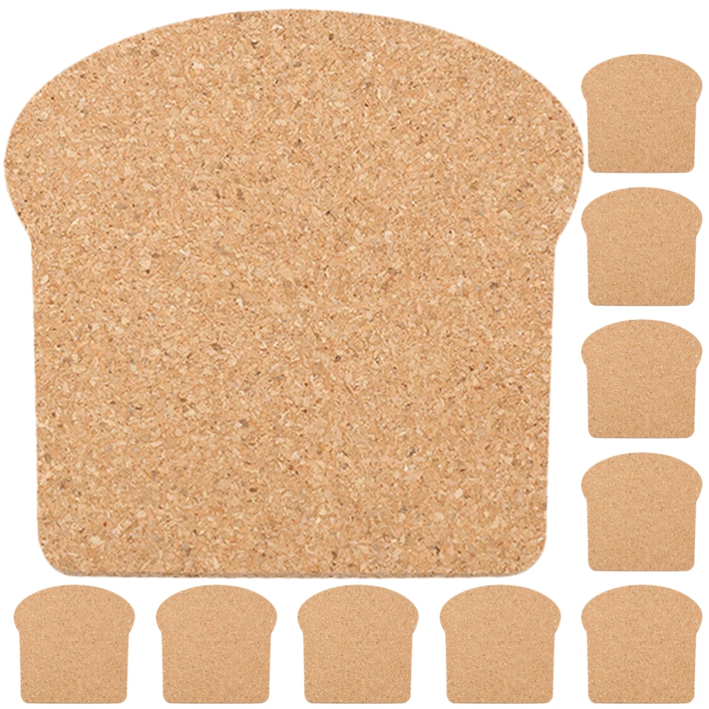 10pcs Toast Shaped Cork Coasters Cork Drink Coasters Heat-resistant Cup Cork Mats