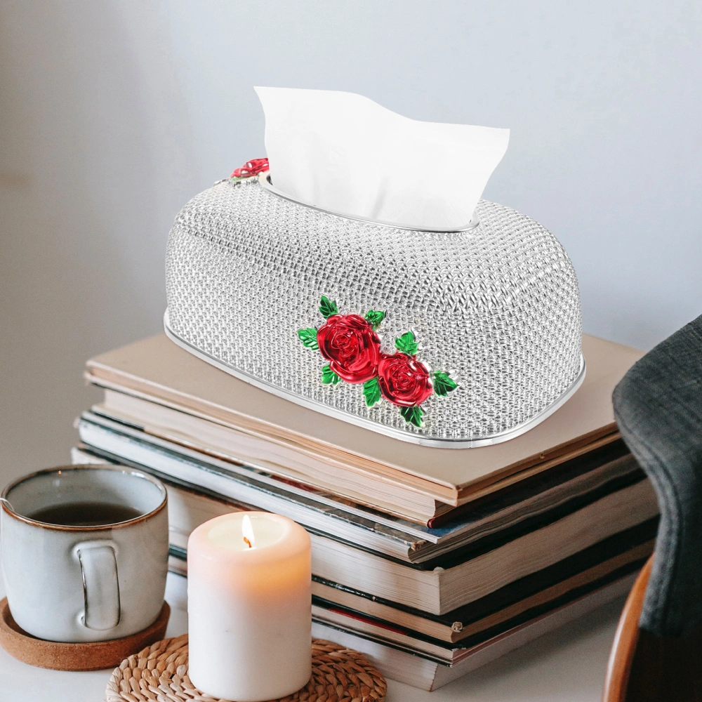 Paper Towel Box Rose Pattern Napkin Box Tissue Box Holder Tissue Storage Case for Home