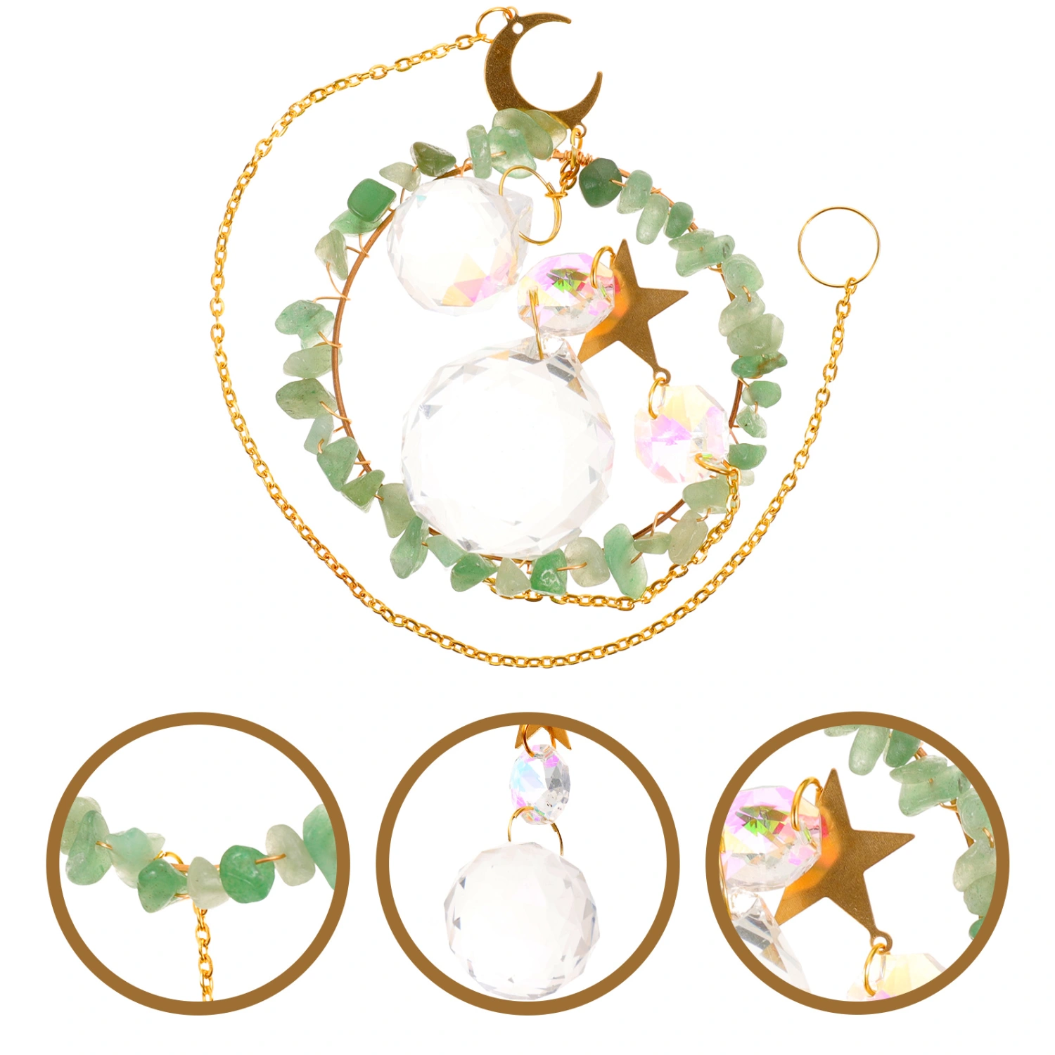 Natural Crystal Stone Suncatcher Ornament Hanging Pendant Suncatcher Decoration