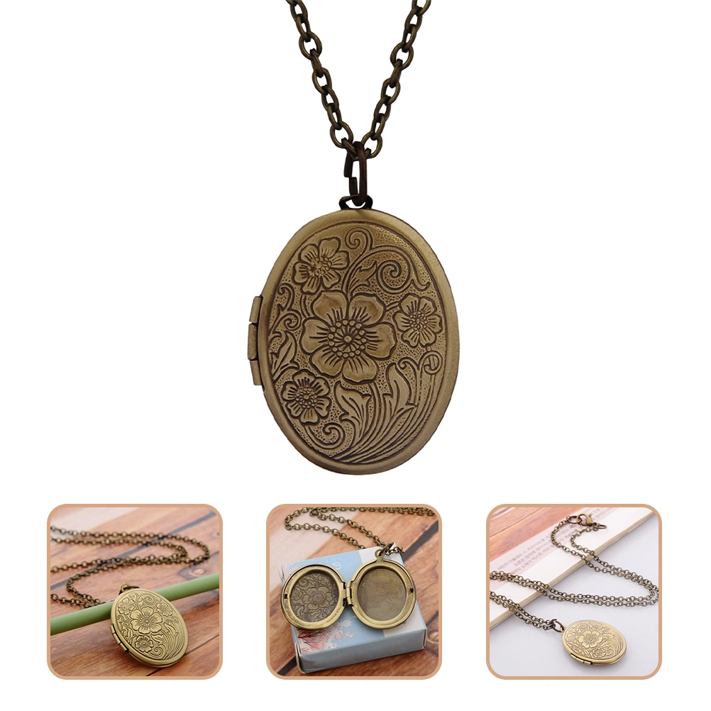 Locket Necklace Retro Necklace Pendant Necklace Clavicle Chain Neck Jewelry