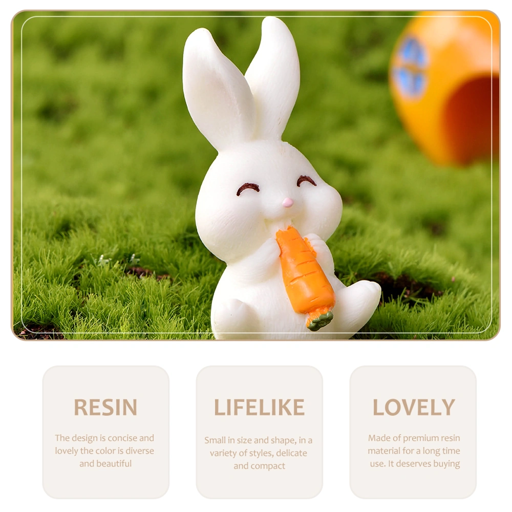 12pcs Lovely Cartoon Rabbit Ornament Miniature Bunny Figurine Decor Mini Garden Layout Prop