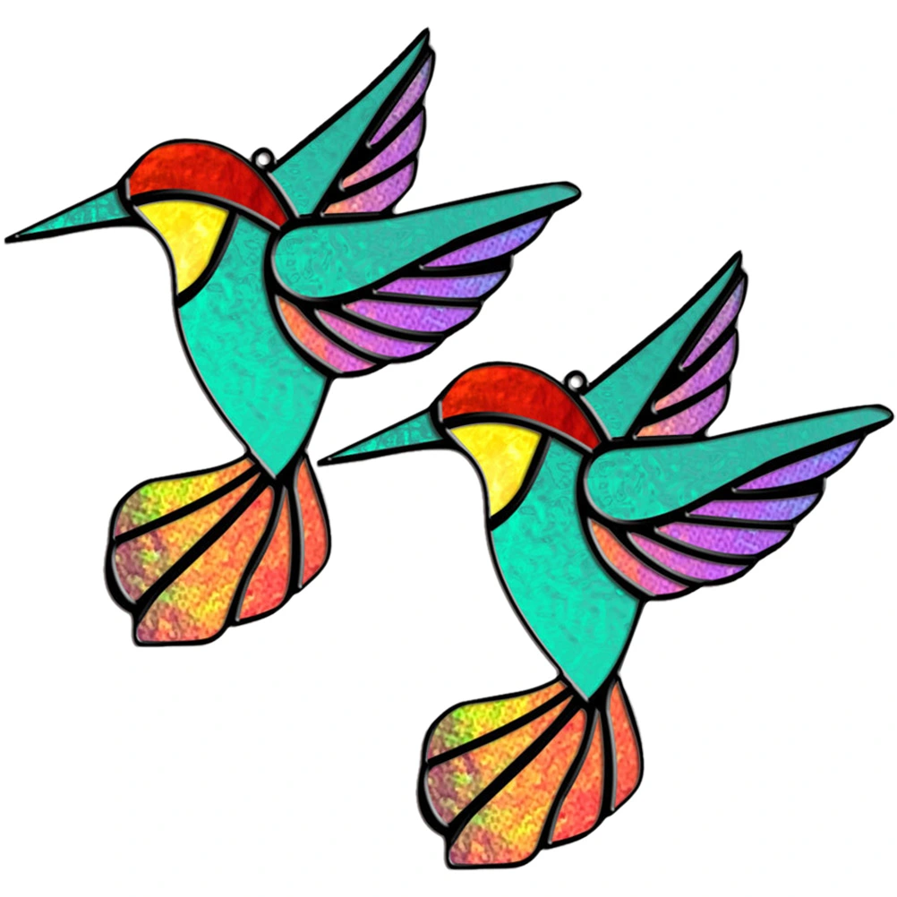 2pcs Hummingbird Glass Window Hangings Suncatcher Hanging Suncatcher Ornaments Pendants