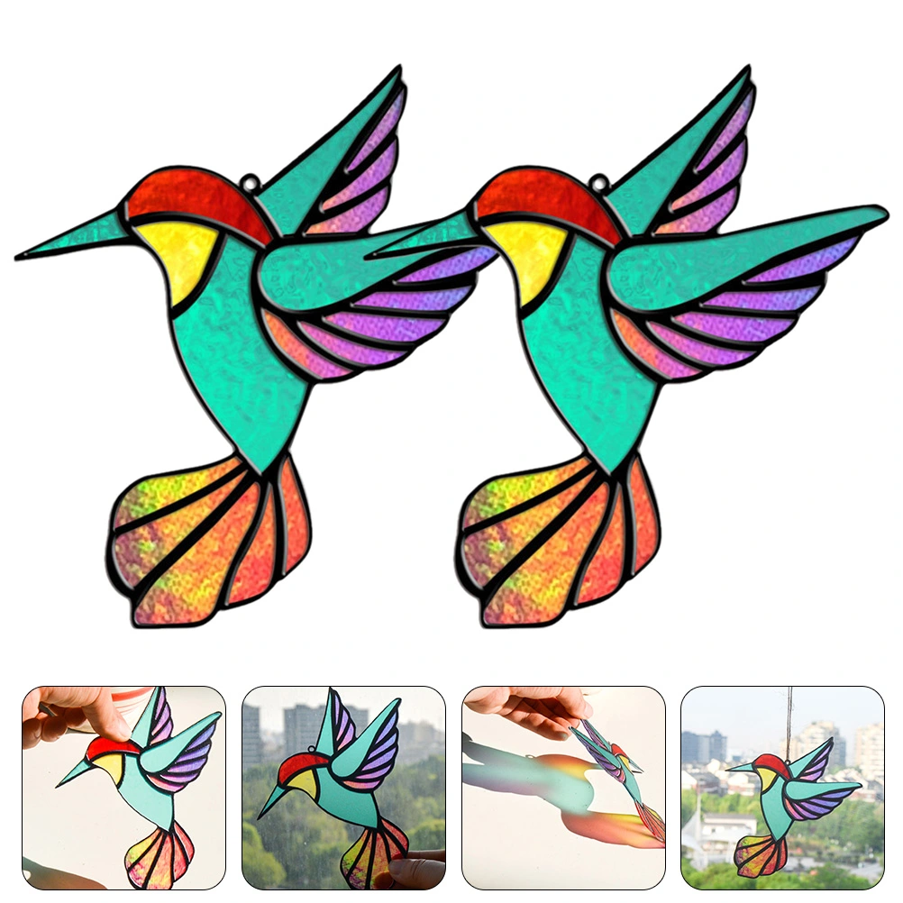 2pcs Hummingbird Glass Window Hangings Suncatcher Hanging Suncatcher Ornaments Pendants