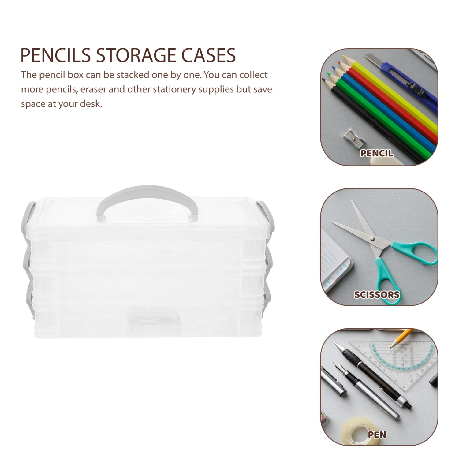 1 set of Stackable Pencil Box Pencil Container Detachable Pen Holder School Supply