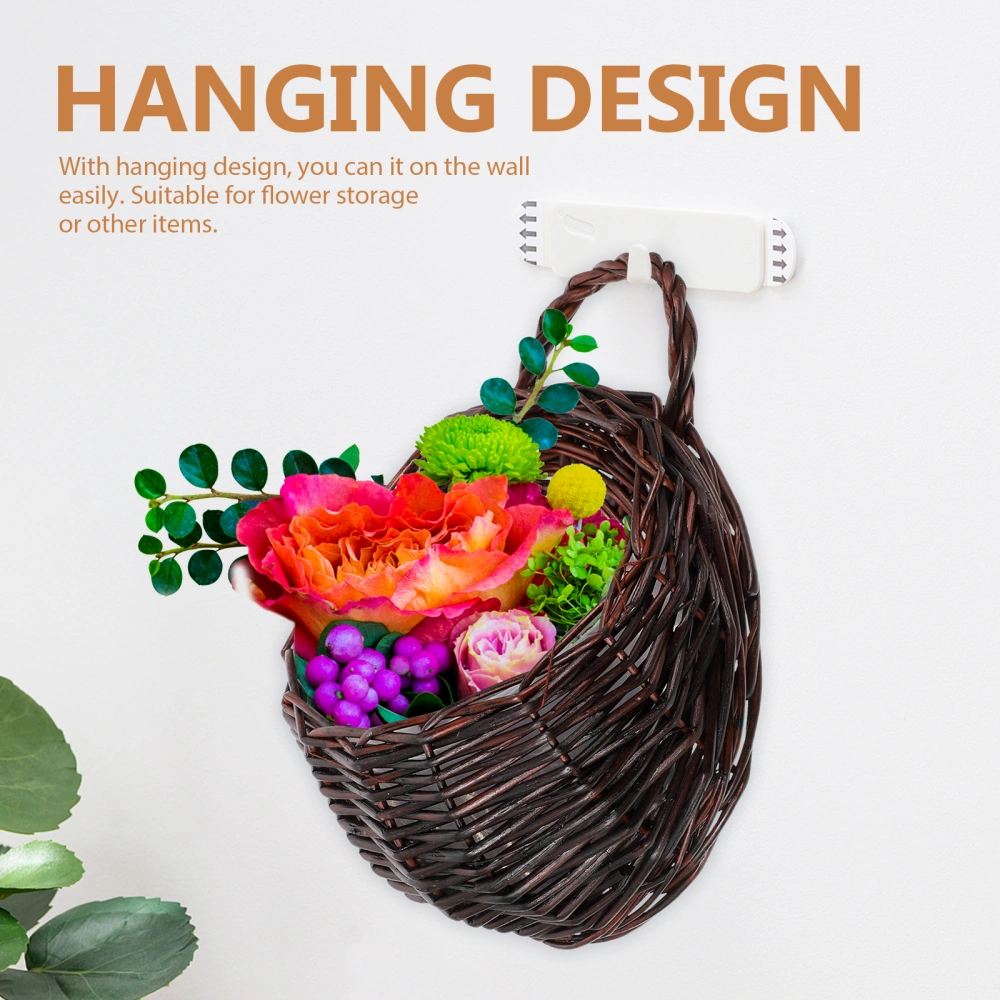 2pcs Woven Hanging Basket Wall Hanging Flower Baskets Weaving lants Basket for Home Garden