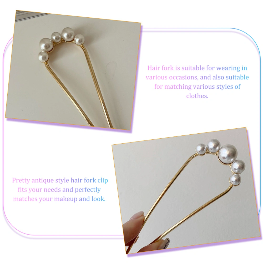 4pcs French Hair Pin Metal U Shaped Hairpins Chignon Pin Vintage Hair Sticks