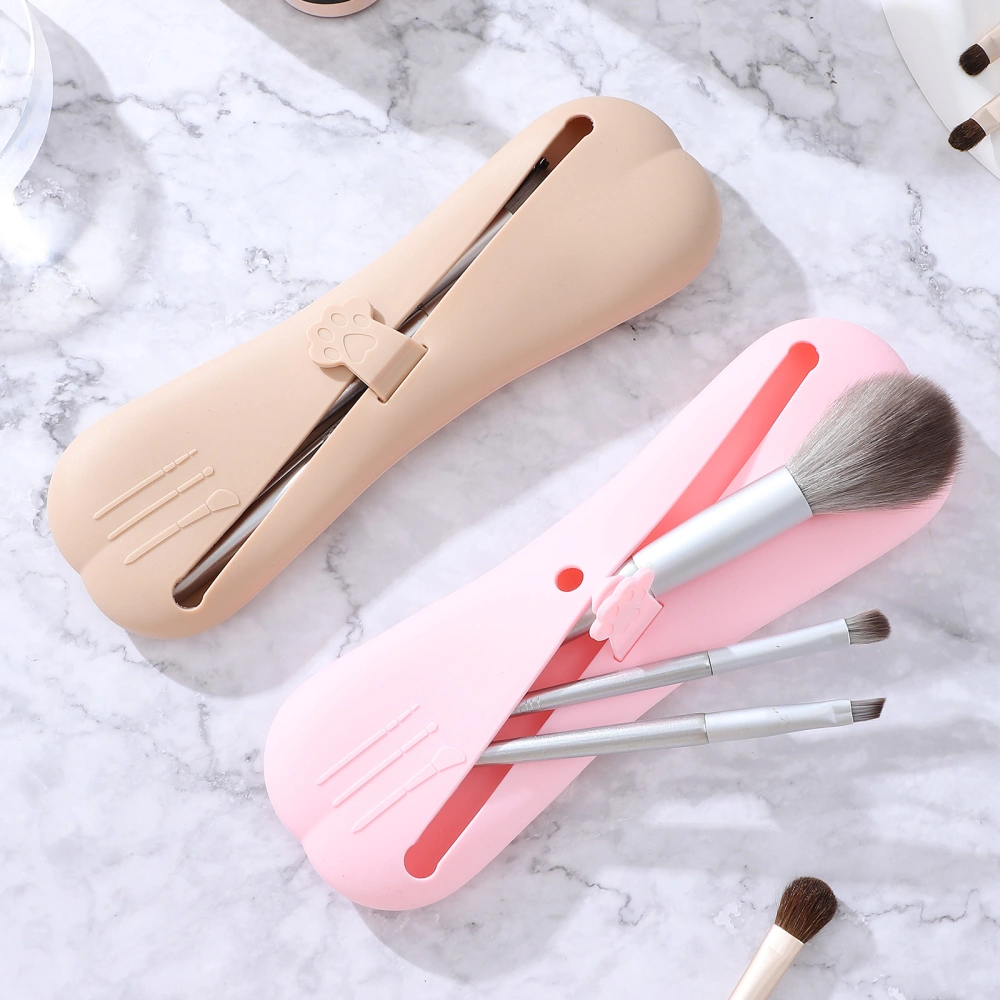 2 Pcs Silicone Makeup Brush Holders Portable Travel Makeup Brush Bags Makeup Brush Organisers for Eyeshadow Eyebrow Brush