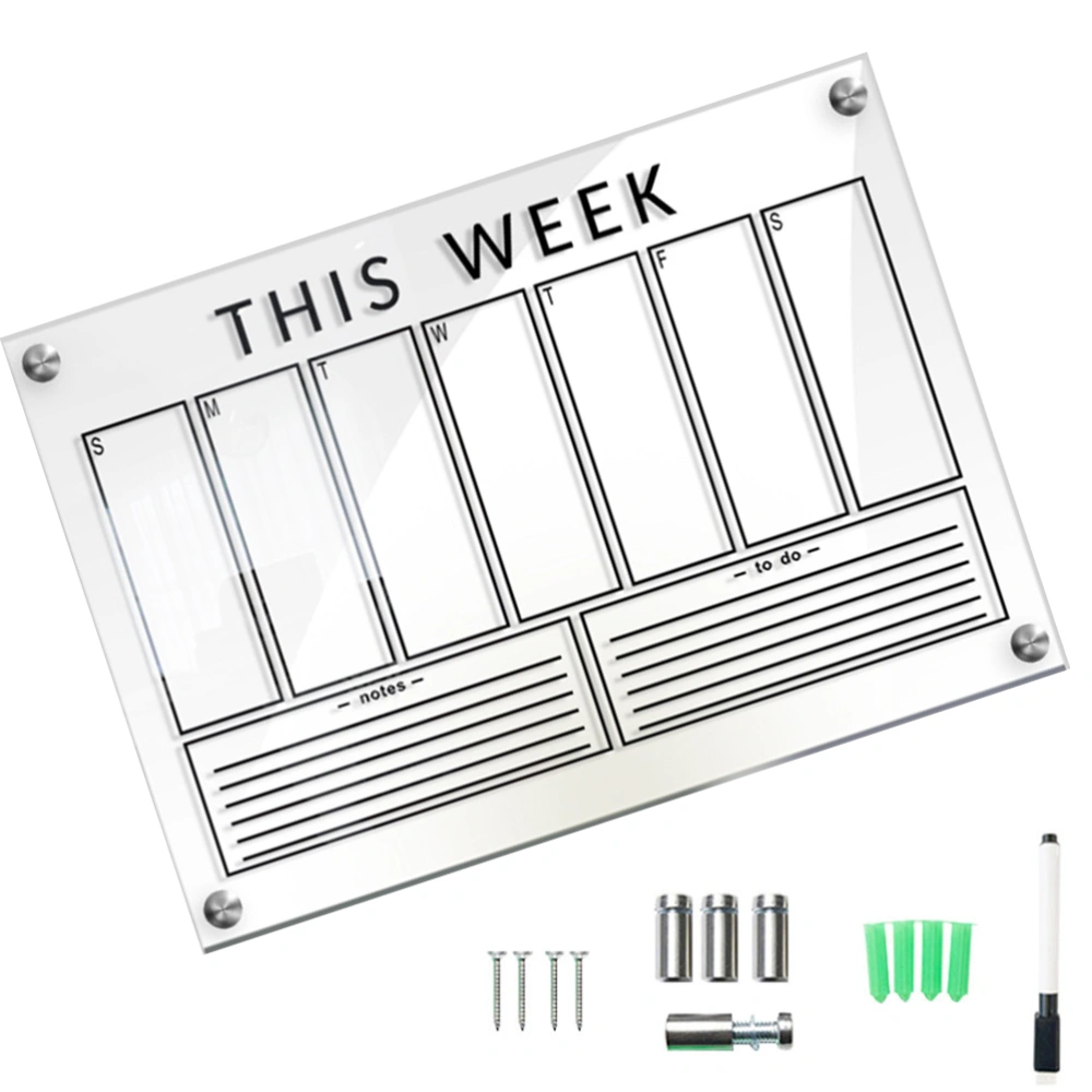 1 Set of Acrylic Dry Erase Board Clear Memo Board Hanging Display Board Weekly Planner Board