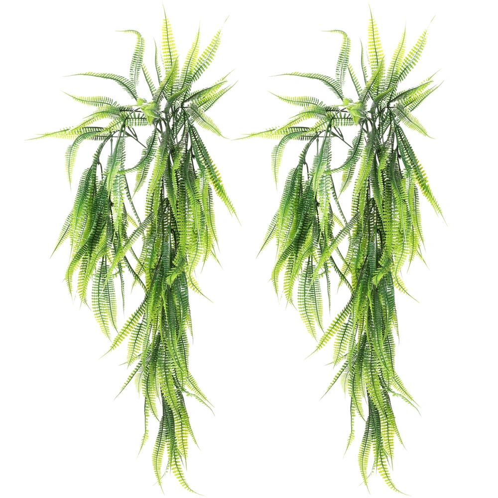 2pcs Indoor Hanging Plant Fernwort Leaf Ornament Wall Mounted Fake Vine Adorn