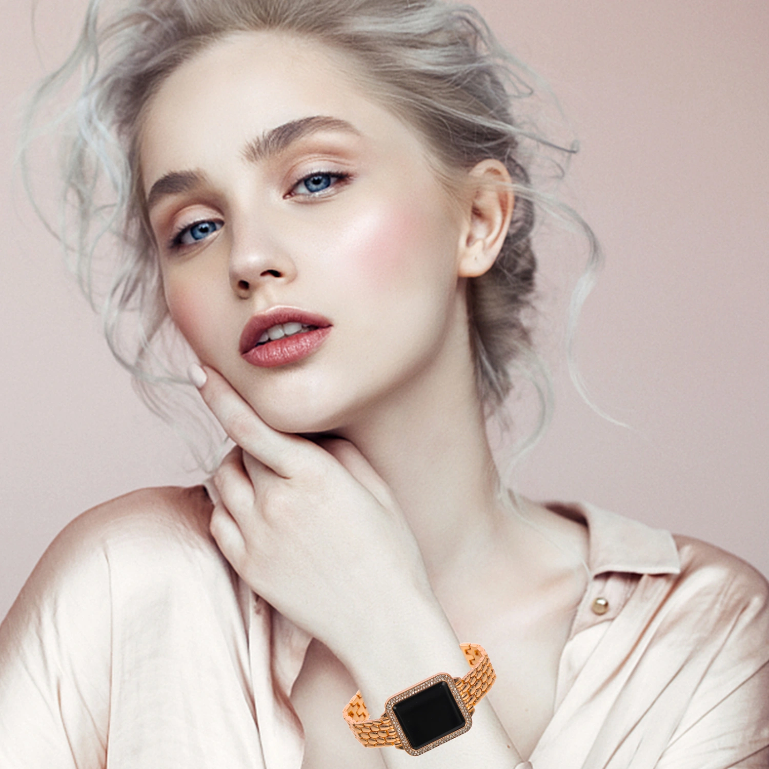 Fashionable Women Rhinestone Embellished Watch Elegant LED Wrist Watch for Gift