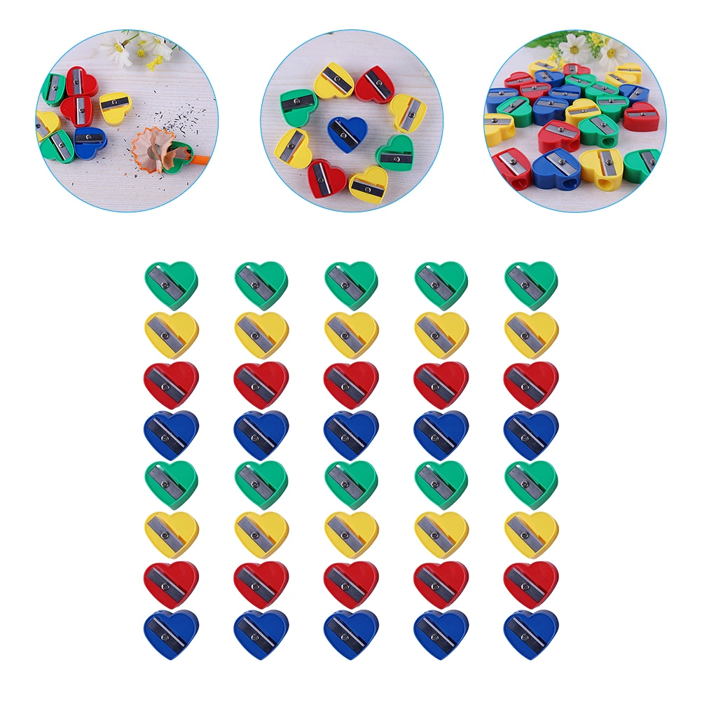 40Pcs Heart Pencil Sharpeners Manual Kids Sharpeners Kids Pencil Sharpeners Kids Award for Gift