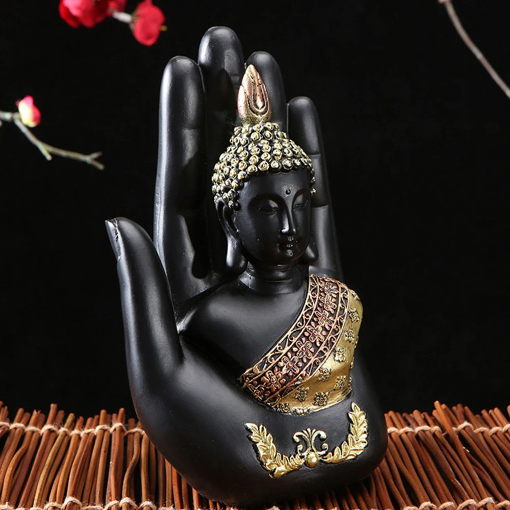 Resin Palm Buddha Statue Buddha Sitting In Hand Statue Meditating Buddha Sculpture