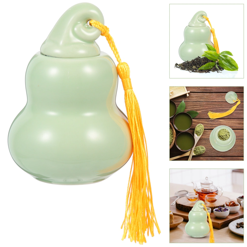 Ceramic Small Gourd Shaped Jar Ceramic Gourd Tea Jar Ceramic Powder Storage Jar