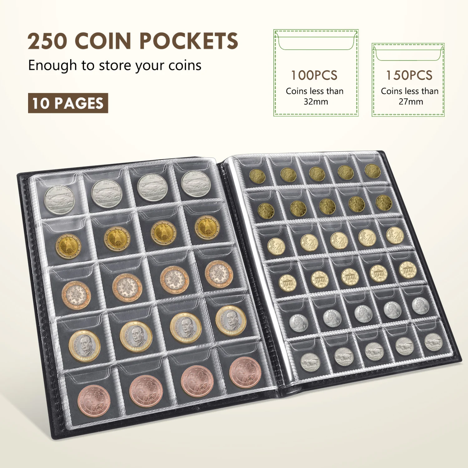 Coin Collection Book Holder Album Coins Display Storage Book Organizer for Coin Collections