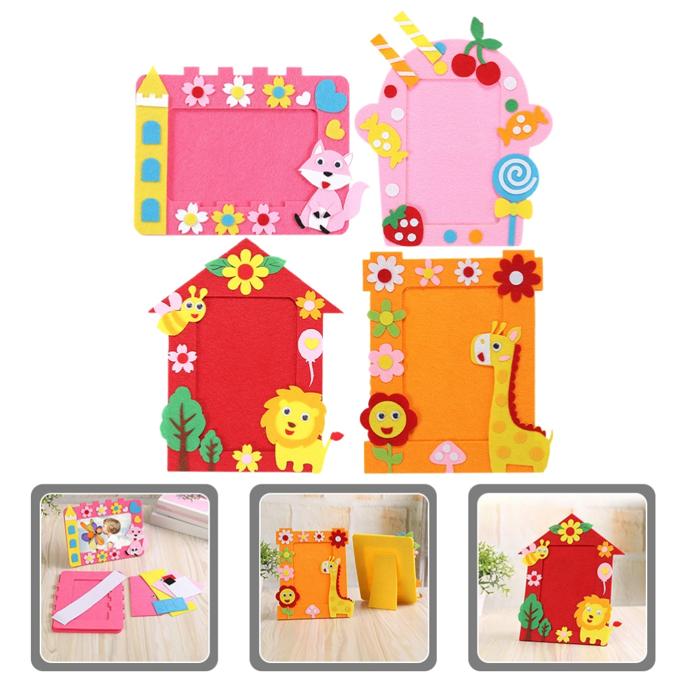 4Pcs Cartoon Picture Frame Non-woven Fabric Photo Frame Kids DIY Photo Frame Lovely Picture Frame