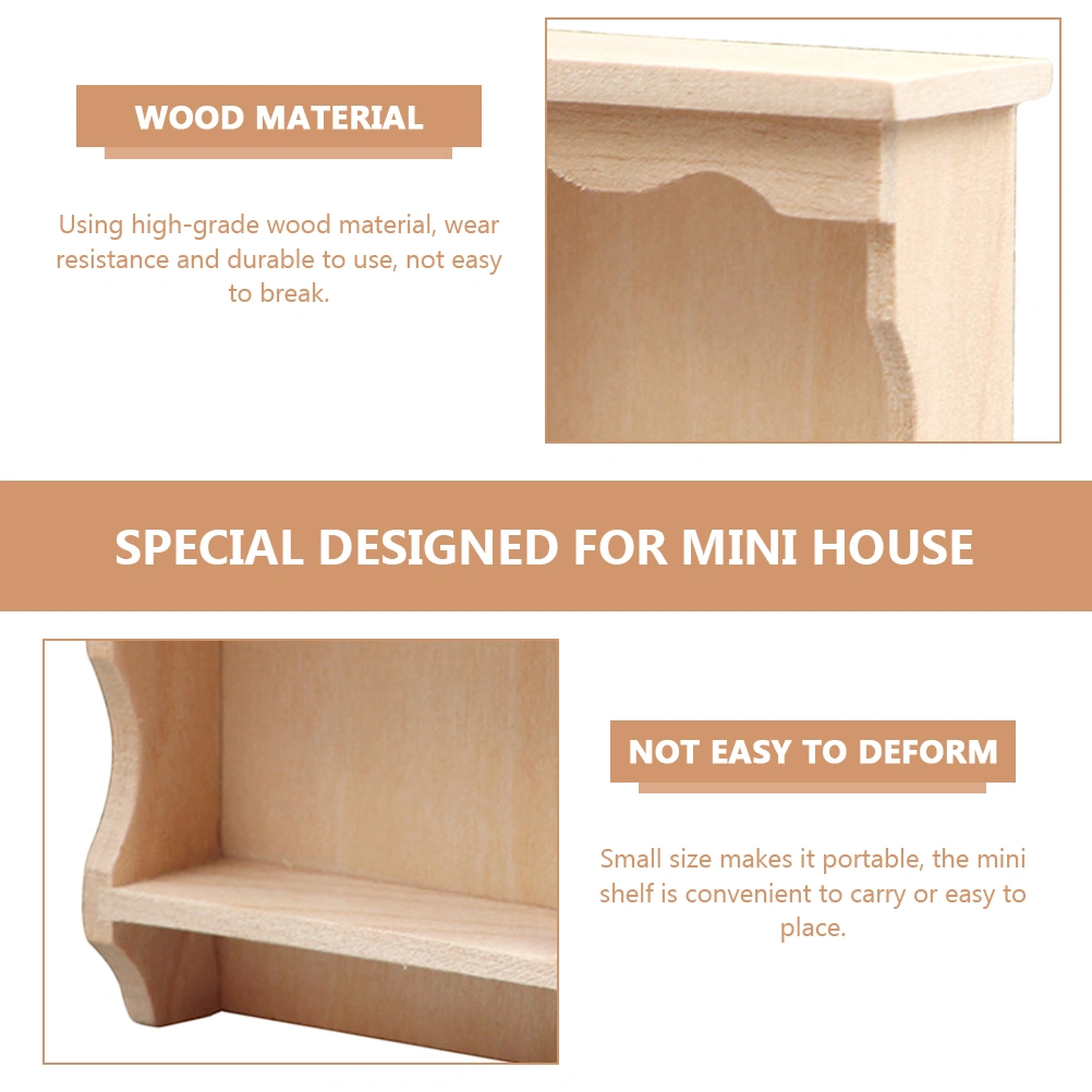Wear-resistant Miniature Toy Wooden Mini House Decor Decorative Mini Wall Shelf