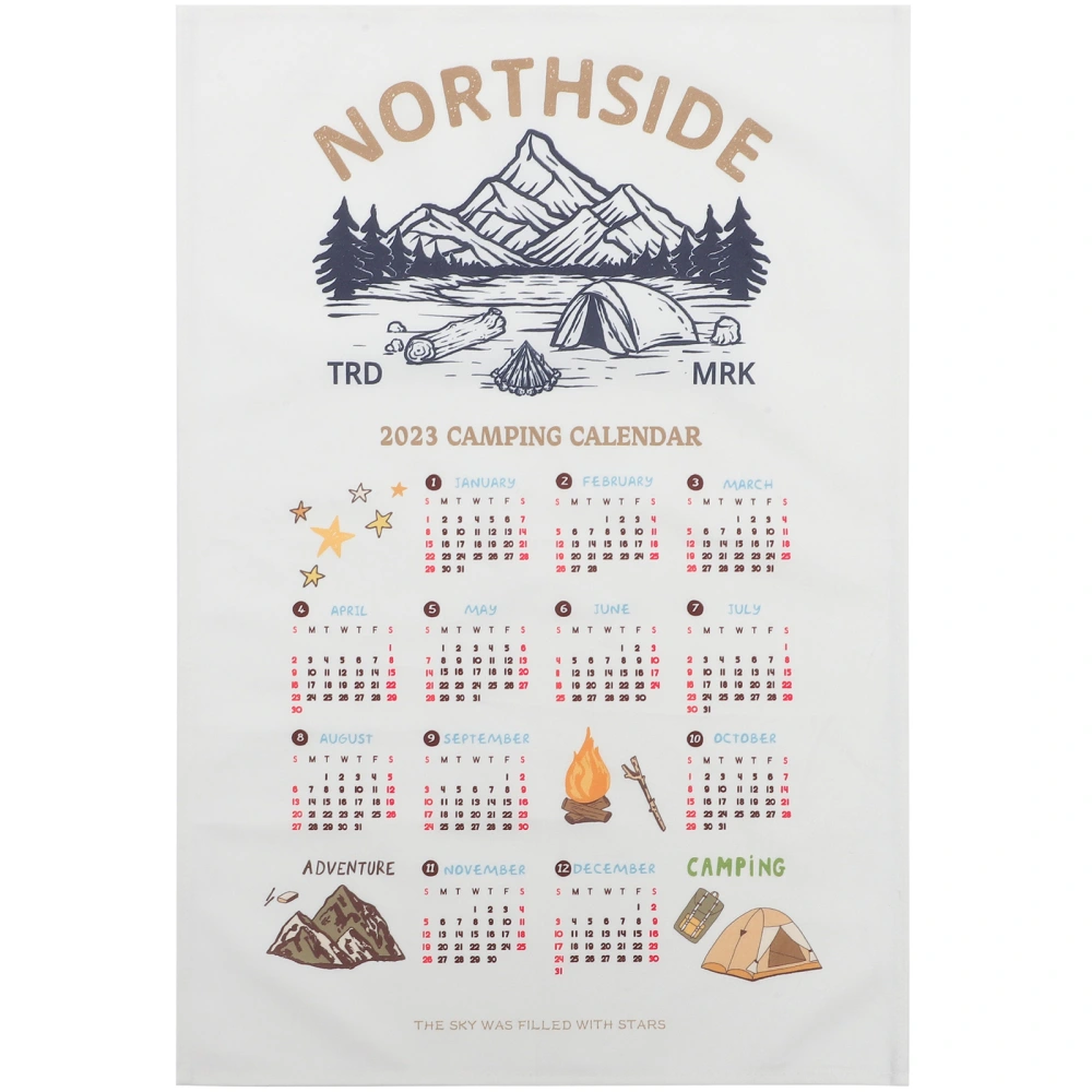 Cloth Camping Calendar 2023 Wall Calendar Background Calendar for Home Office Dorm