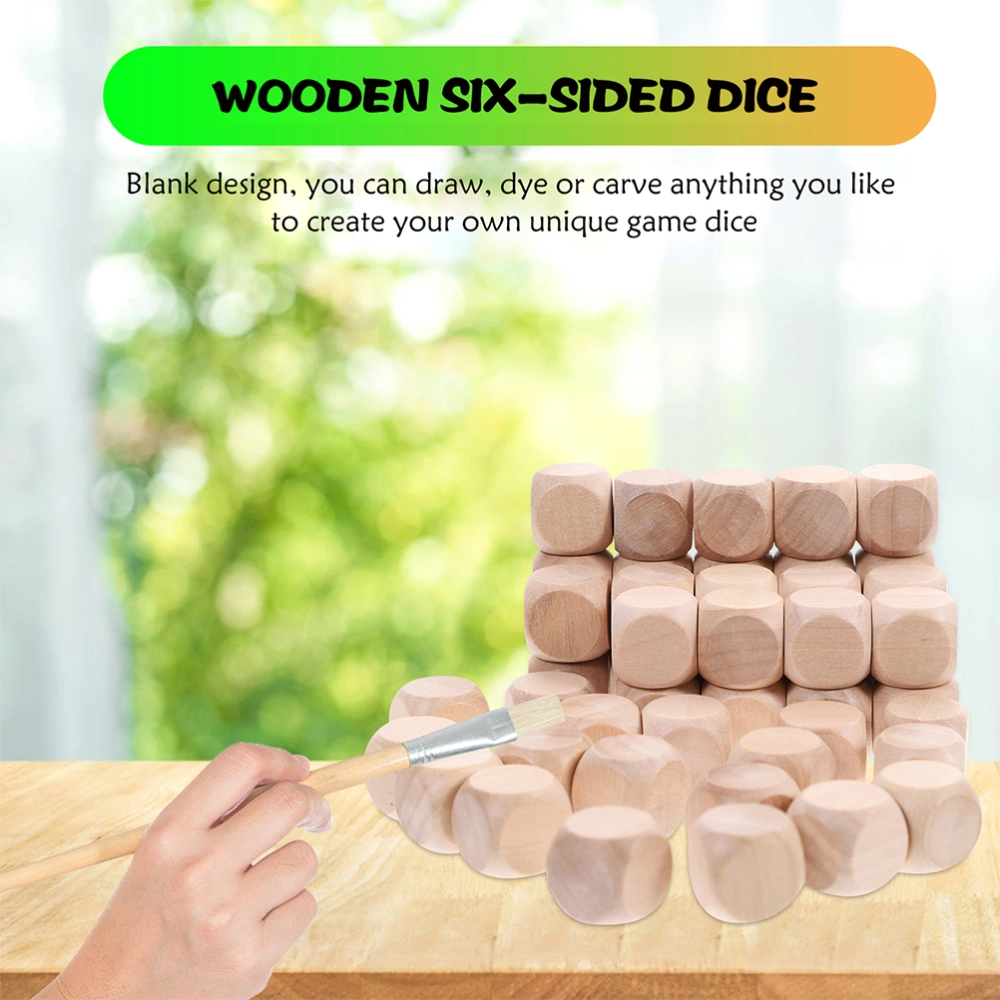 20Pcs Wooden Dices Blank Unfinished Square Blocks 6 Sided Wood Cubes Toys