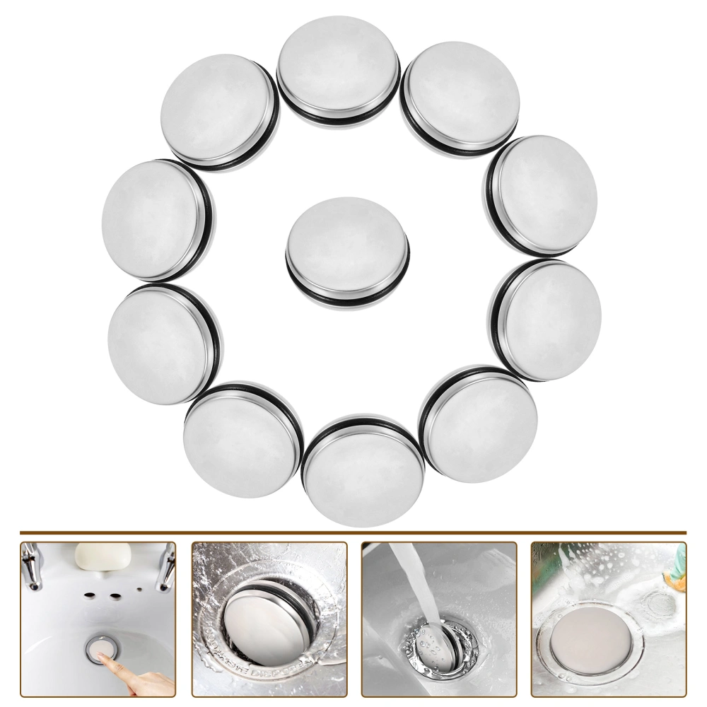 10pcs Sink Stoppers Washbasin Drain Plugs Bathroom Water Drainage Flips Covers