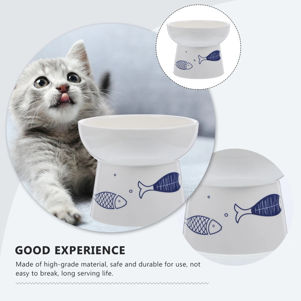 Wear-resistant Feeding Bowl Adorable Pattern Cat Bowl Ceramic Kitten Bowl Kitten Accessory