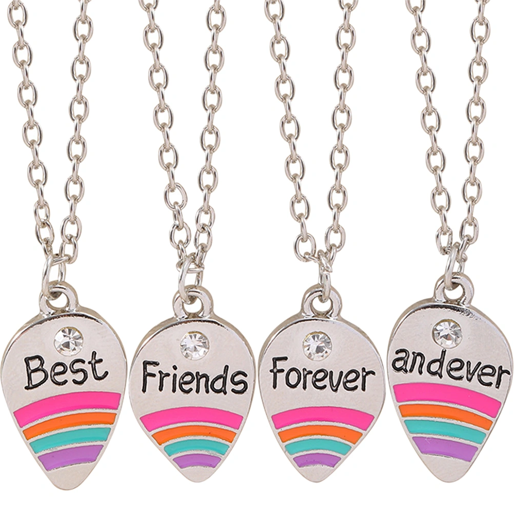 4pcs Best Friend Forever Friend Necklace Friendship Necklace Jewelry Gift for 4 Girls